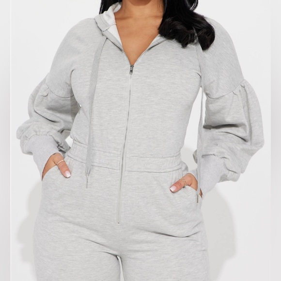 FashionNova Heather Grey Jumpsuit - Picture 4 of 8